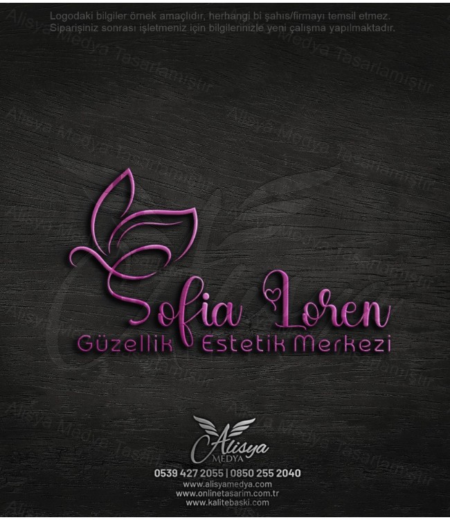 S Harfi Logo Sofia Loren Mor Pembe Renk Güzellik Merkezi, Estetik, Bakım, Makyaj Kuaför Logo Örneği